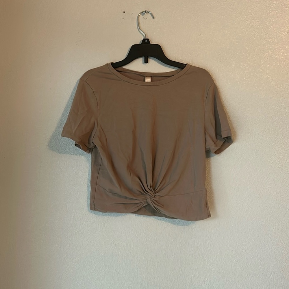 Brown Cropped Short Sleeve T Shirt